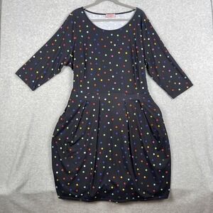 Popsy Polka Dot Fit & Flare Dress Black Multi Womens 22 US 18 Whimsical Playful